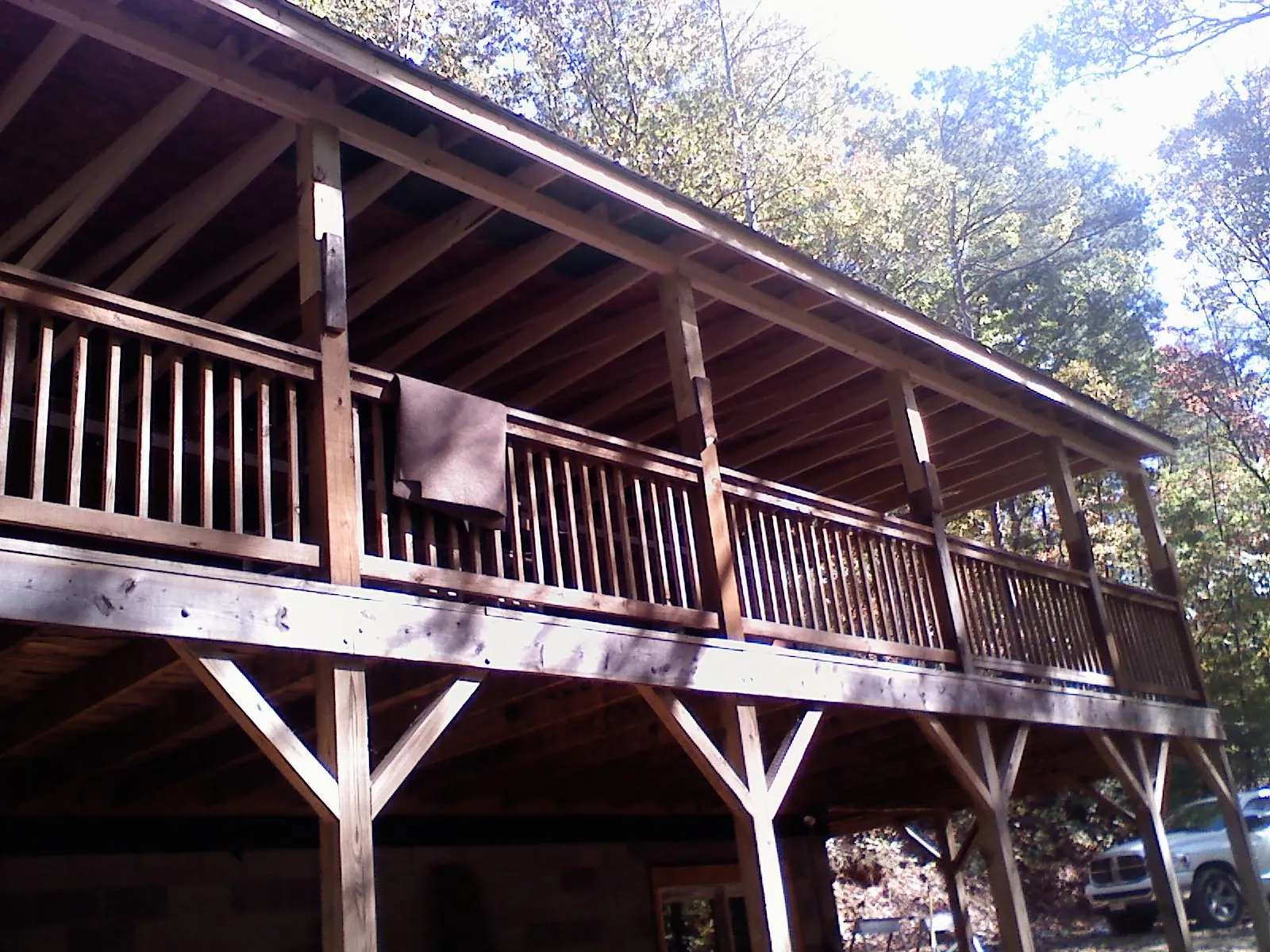 Timber framing under a new elevated porch and deck — Roof Leak Repair in Palos Heights by Roofing Brothers